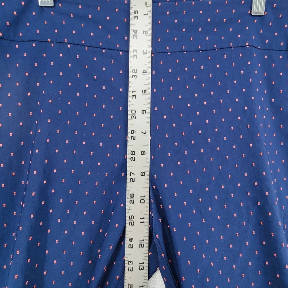 Attyre 14 Blue Dotted Crop Pants Strappy Rhinestone Hem Career Work Business - Picture 8 of 9